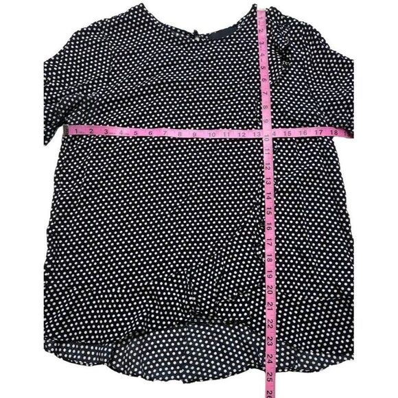 Cynthia Rowley Black White Polka Dot Ruffle Short Sleeve Rayon Top sz Medium - Picture 3 of 8
